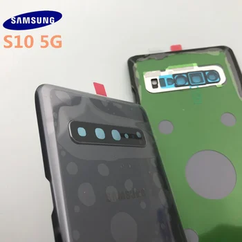 Originalus naujas SAMSUNG Galaxy S10+plius G977 G977F 5G versija Galinio Stiklo Baterijos Dangtelis Galinių Durų Būsto Bylą grąžinti iš Stiklo danga