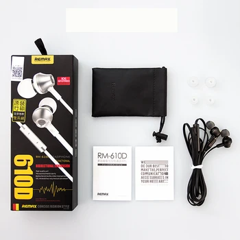 Originalus Remax RM-610D Metalo ausų vielos kontrolės Ausines su Mic Stereo Muzikos ausinių, skirtų 