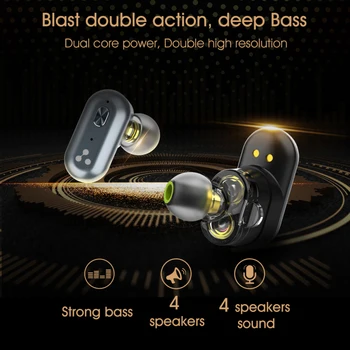 Originalus SKIEMUO S101 Dual Dinaminis Vairuotojai bluetooth V5.0 bass ausinės belaidės ausinės-mikrofono triukšmo mažinimo SKIEMUO ausinių