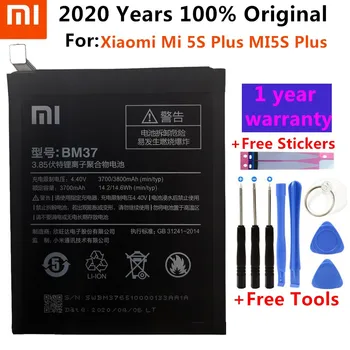 Originalus Xiaomi Mi 5S Plius Baterija BM37 3800mAh už Xiaomi Mi 5S Plius MI5S Plus Aukštos Kokybės BM37 Replacment Telefono Baterija+Įrankiai