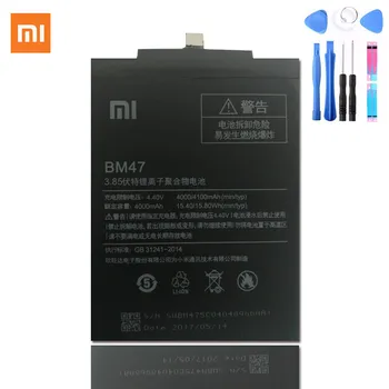 Originalus Xiaomi Redmi 3 BM47 Baterija bm47 Pakeitimo Didelės Talpos, 4000mAh Li-ION Baterija Hongmi Redmi 3 Pro 5.0 colių Smart