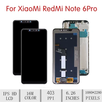 ORIGINALĄ XIAOMI Redmi 6 Pastaba Pro LCD Jutiklinis Ekranas skaitmeninis keitiklis Asamblėjos Xiaomi Redmi 6 Pastaba Ekranas su Rėmo Pakeitimo