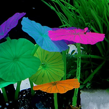 Ornamentas Dirbtinis Silikono Apdaila Žuvų Bakas Šviečiantys Grybai, Žalios Lapinės Vandens Žolės Namų Modeliavimas Akvariumo Augalų