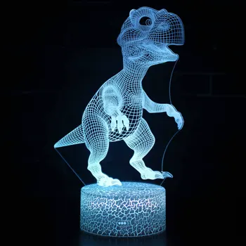 OUFULA Naktį LED Žibintai Dinozaurai 3D lempos Mielas Žaislas Dovana 7 Spalvų Animaciją Lempa Vaikams, Vaikų Kambarys