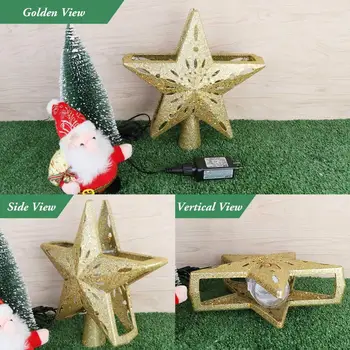 OurWarm 3D Blizgučiai Star LED Kalėdų Eglutė Topper Baltos Snaigės Lazerinis Projektorius Kalėdų Eglutės Ornamentu Naujųjų Metų Šaliai gruodis
