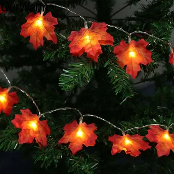 OurWarm 3M 30LED Klevo Lapai LED String Žiburiai Kalėdų Medžio Apdaila Rudenį Girliandą su baterijomis Laiptų Sodo Led Žibintai