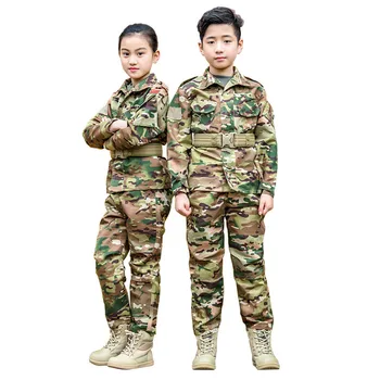 Paaugliai Berniukai Karinę Uniformą Taktinis Kovoti Striukė, Kelnės Nustatyti Kamufliažas CP Džiunglių Spausdinti 2vnt Vaikai Ypatingas SWAT Armija Kostiumas