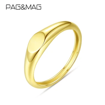 PAG&MAG Nekilnojamojo 14K Aukso Poliruoti Kietas Žiedai Moterims korėjos Geltonas Auksas 585 Pareiškimą Vestuvių Juostoje Žiedai, Papuošalai Bague Femme