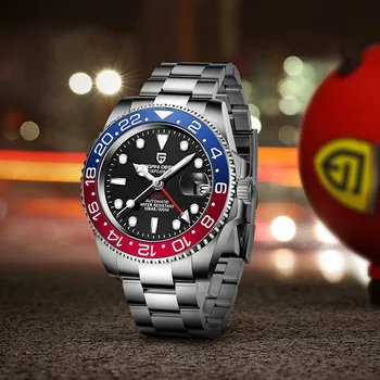 PAGANI Prekės ženklo DIZAINAS Vyrų Automatinis laikrodis atsparus Vandeniui Sporto Mechaninis Laikrodis reloj hombre Prabangus Nerūdijančio Plieno GMT Žiūrėti