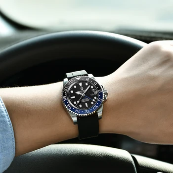 PAGANI Prekės ženklo DIZAINAS Vyrų Automatinis laikrodis atsparus Vandeniui Sporto Mechaninis Laikrodis reloj hombre Prabangus Nerūdijančio Plieno GMT Žiūrėti