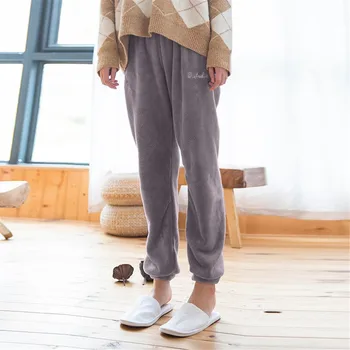 Pajama-Kelnės Miego Likučius Flanelė Žiemos Minkštas Moterų Šiltos Žiemos Sleepwear Moterų Koralų Aksomo Pajama Kelnės