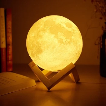 Palieskite Jutiklį, Šviesos, Naktiniai staleliai, Lempa USB 3D Spausdinimo Mėnulio Lempos Šviesos Miegamojo Romantiškas Stalo Lempos 2/16 Spalvų Kaita, Namų Dekoro