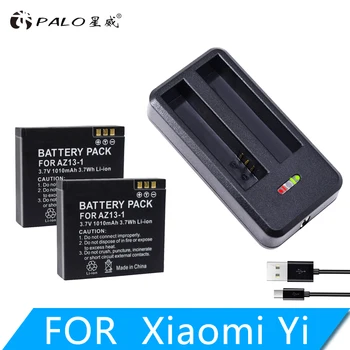 PALO 1010mAh AZ13-1 Baterija su USB Akumuliatoriaus Kroviklis Xiaomi Yi Veiksmų Fotoaparato Bateriją Įkrovimo Atsarginės Bateria