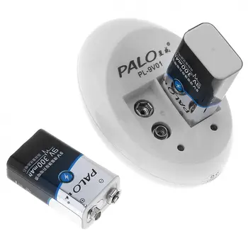 PALO 2 Nepriklausomi Kanalai Greitai Protingas Įkroviklį su LED Indikatorius + 2vnt 9V 6F22 300mha Įkraunamos NiMH Baterijos