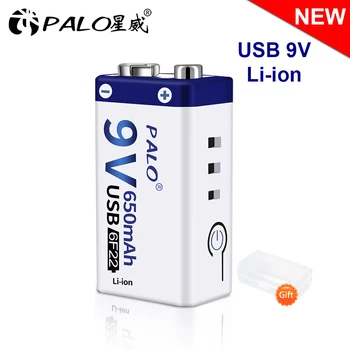 PALO 6F22 9V USB 9V Baterija Li-ion 650mAh, Li-polimerų Įkraunama Baterija, USB 9v ličio baterija Nuotolinio Valdymo Žaislas