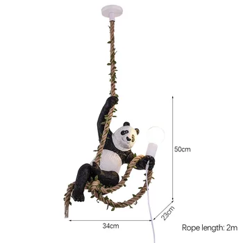 Panda Šviestuvai Lubų Lempa Virvę Kūrybos Gyvūnų Apdailos Kambarį Baras, Restoranas Homestay Medinis Namas Augalų Žibintai