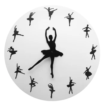 PAPRASTA-Baleto Laiko Sieninis Laikrodis Ballerina Šokėjos Baleto Dekoratyvinių Laikrodis Sieninis Žiūrėti Mergaičių Kambario Šokių Studija, Dekoro Baleto Šokėjai G