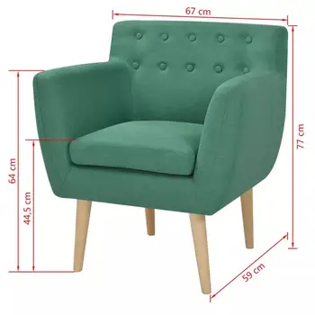 Paprastas Audinys Fotelis 67x59x77cm Žalia/Geltona, Miegamojo Kambarį Minkštos Kėdės, Dekoratyviniai Kėdė Kėdė Naujas Atvykimas