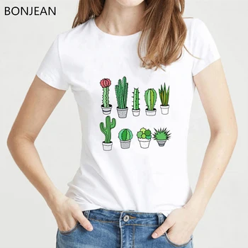 Paprastas Grožis Kaktusas marškinėliai moterims harajuku kawaii augalai spausdinti marškinėlius femme 90s 