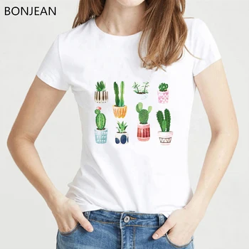 Paprastas Grožis Kaktusas marškinėliai moterims harajuku kawaii augalai spausdinti marškinėlius femme 90s 