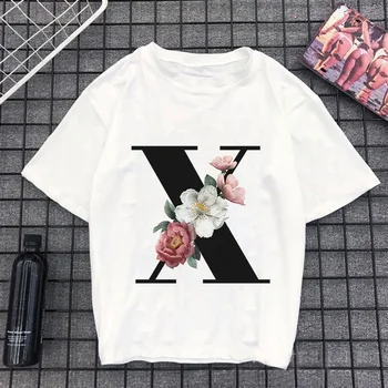 Paprastas Laiškas Gėlių korėjos Print T-shirt Laukinių Draugų, Tėvų-vaikų Laisvalaikio Poliesteris Marškinėliai O-kaklo Vasaros trumpomis Rankovėmis Marškinėlius