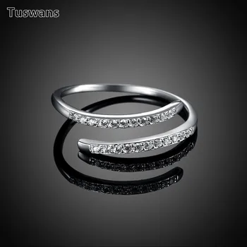 Paprastas Vestuvių Moterų žiedai S925 Sterlingas Sidabro Reguliuojamas Žiedo Ponios ir Merginos Piršto Dovana Meilužis(TSSVR093)