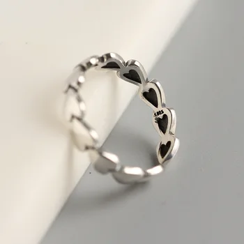 Paprastas širdies paprastas žiedas moterims 925 sidabro atidaryti žiedas anti-sidabro spalvos mados skanėstas nemokamai dydis