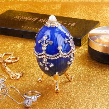 Papuošalai Organizatorius Faberge Kiaušinis Papuošalai Derliaus StyleTrinket Box (Mėlyna) T4MD