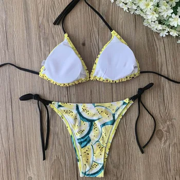 Para Praia 2021 Seksualus Bikini Thong maudymosi kostiumėlis Moterims Bandeau maudymosi Kostiumėliai, Tvarstis Brazilijos Bikini Arbūzas Maudymosi Kostiumas Moterims