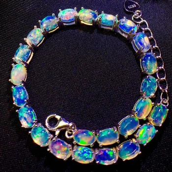 Pardavimo prabanga gamtos spalvinga Opalas brangakmenio apyrankės moterims bauda papuošalai 925 sterlingas sidabro gera fejerverkai gamtos perlas dovanų šalis