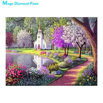 Parkas, Bažnyčia Kraštovaizdžio Diamond Tapybos Turo Visiškai Gręžimo Vaizdingas Nouveaute 