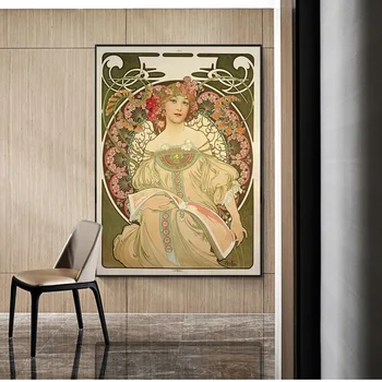 Pasakų Art Nouveau Garsaus dailininko Alphonse Mucha Drobė Menas, Plakatų Ir grafikos Mucha Meno Nuotraukas Kambarį Sienų Dekoras