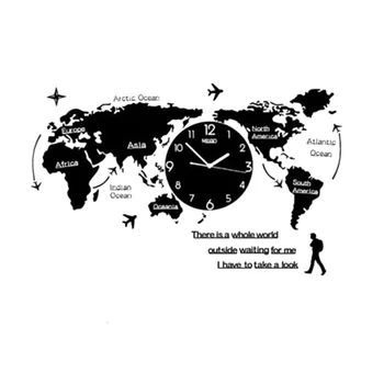 Pasaulio Žemėlapyje Sieninis Laikrodis Šiaurės šalių Šiuolaikinio Minimalistinio Dekoravimo Akrilo Namų Miegamojo, Biuro L9