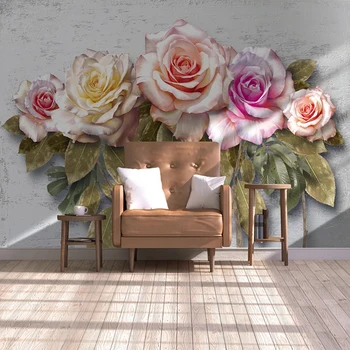 Pasirinktinius Nuotraukų lipni Tapetai Šiuolaikinio Meno Rožių Žiedų Gyvenamasis Kambarys su Sofa-lova, TV Foną Tapetai, Freskos, Miegamojo Sienos 3D