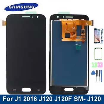Patikrintas LCD Samsung Galaxy J1 2016 J120 J120F J120H J120M LCD Ekranas Jutiklinis Ekranas skaitmeninis keitiklis Asamblėjos + reguliuoti ryškumą