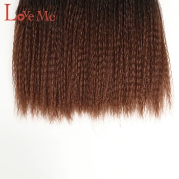 PATINKA MAN Afro Keistą Tiesūs Plaukai Paketas Su Uždarymo Sintetinių Plaukų Pynimas 7pcs Ombre Sintetinių Už juodaodžių Moterų Plaukų Pratęsimo