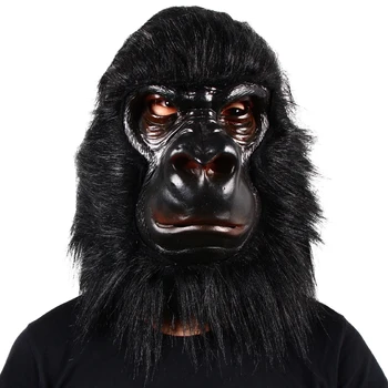 Patygr Gorila Ape Kaukė Juodas Gyvūnų Suaugusiųjų Mens Fancy Dress Aksesuaras Helovinas NAUJAS