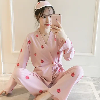Pavasario 2020 Merginos Pijamas Mujer Žiemos Patogiai Moterų Pižama Rinkiniai Ilgomis Rankovėmis Kimono Apranga Rudens Puikus Sleepwear Kostiumas