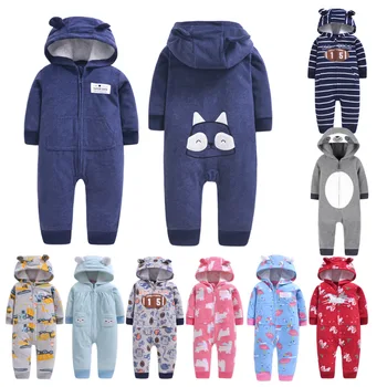 Pavasario kūdikių drabužiai darbo drabužiai kūdikiams romper vilnos šilta, vaikiška kūdikių berniukų kostiumo užtrauktuką iki rudens žiemos gobtuvu ropa para bebe