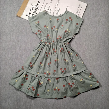 Pavasarį ir Vasarą 2020 m nauja suknelė vaikų ir mergaičių multi-color print modelio suknelė
