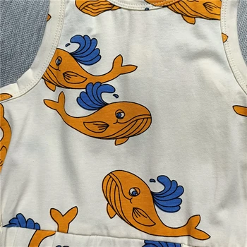 Pavasarį ir Vasarą 2020 nauja vaikų berniukų ir mergaičių suknelė tiktų delfinų, banginių print t-shirt one-piece suknelė, antblauzdžiai kostiumas