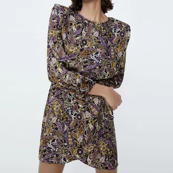 Pavasarį, Rudenį Moterų Suknelė Backless Abstrakčiai Printed Dress Ponios Suknelė Plonas Peties Pagalvėlės Elegantiškas Mergina, O-kaklo Priežastinis Komplektai
