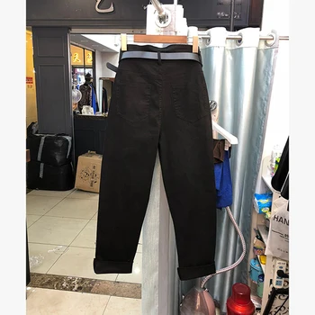 Pavasarį, Rudenį Naujų Mados Moterų Džinsus Plus Size Viskas suderinta Atsitiktinis Medvilnės Džinsinio audinio Haremas Pants Ladies Prarasti Khaki Džinsai S506