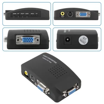 PC Nešiojamas Composite AV/S-Video VGA, TV Konverteris Stebėti Adapterį Switch Box LCD Iš Konverteris Adapterį Switch Box Black
