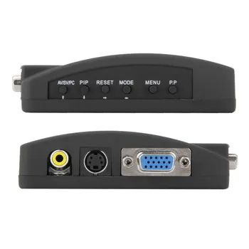 PC Nešiojamas Composite AV/S-Video VGA, TV Konverteris Stebėti Adapterį Switch Box LCD Iš Konverteris Adapterį Switch Box Black