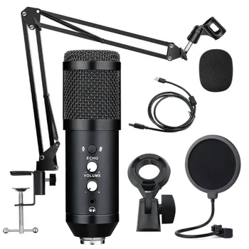 PC USB Mikrofonas Kondensatoriaus Rinkinys Įrašymas Mikrofonas su Stovu, Karaoke Podcasting 