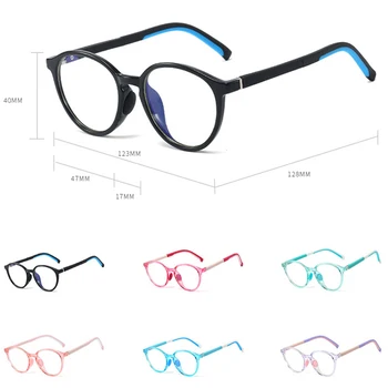 Peekaboo mėlynos šviesos blokavimas apvalus rėmo akiniai vaikams mergaitės berniukai tr90 skaidrūs akiniai trumparegystė priedai studentams