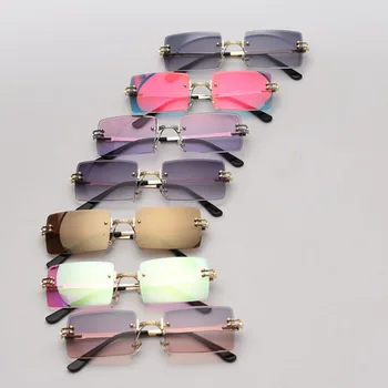Peekaboo vyrų kvadratinių moteris akiniai nuo saulės taškus 2021 m. vasarą aukštos kokybės stačiakampio formos akinius vyrams aukso framless uv400