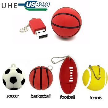 Pendrive krepšinio/futbolo usb flash drive 4GB 8GB 16GB 32GB 64GB mielas futbolo/teniso memory stick kūrybos dovana pen ratai