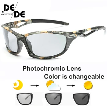 Photochromic Akiniai nuo saulės, Poliarizuoti Vyrų Sportas Saulės akiniai Camo Rėmo UV400 Akiniai Polaroid Oculos De Sol